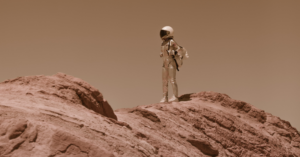 An spaceman or woman on mars